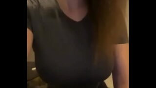 Hot mature Stepmom takes off her bra and shows her big milky tits