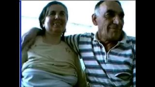 Old couple having fun on webcam